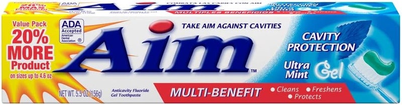 Aim Cavity Protection Anticavity Fluoride Toothpaste, Ultra Mint Gel, 6 Oz (Pack of 6) - Image 1